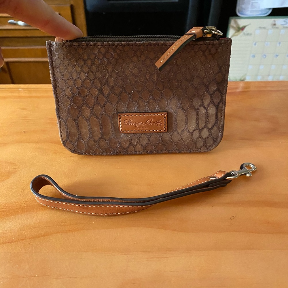 Dooney Bourke Brown Python Emboss Cosmetic Coin PurseWristlet